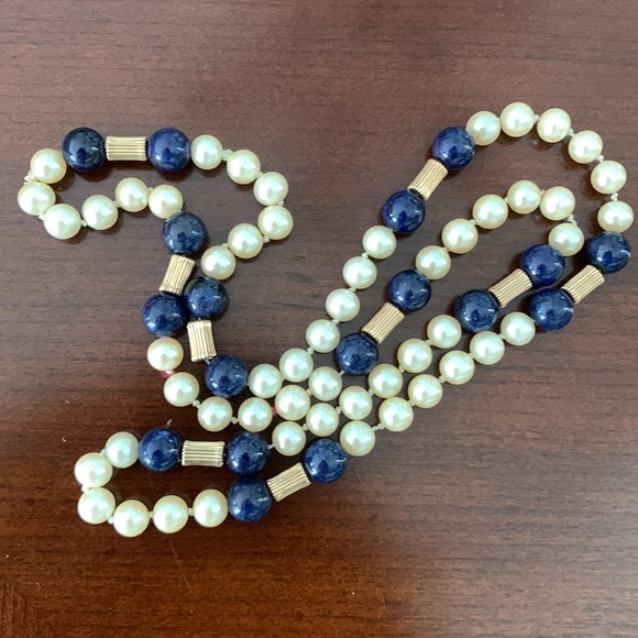 Pearl Lapis Necklace - Picture 3 of 5
